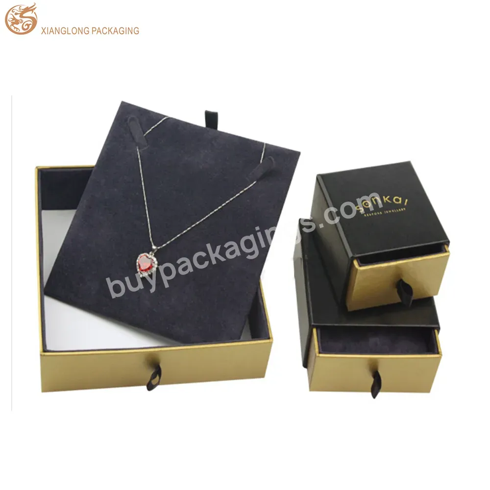 Oem Texture Paper Slide Jewelry Box Ring Bracelet Necklace Drawer Paper Gift Box With Velvet Insert