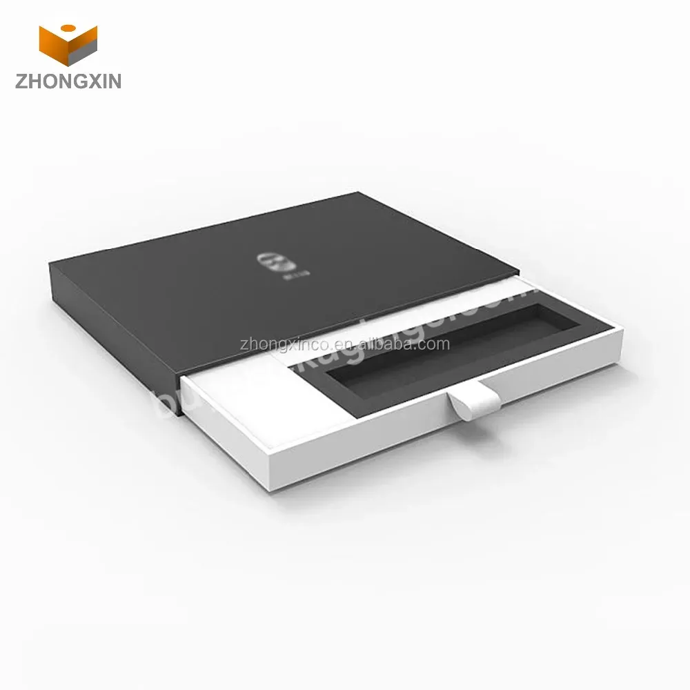 One-stop Service Luxury Popular Electronic Paper Sliding Drawer Box Packaging Black With Custom Foam Box Insert