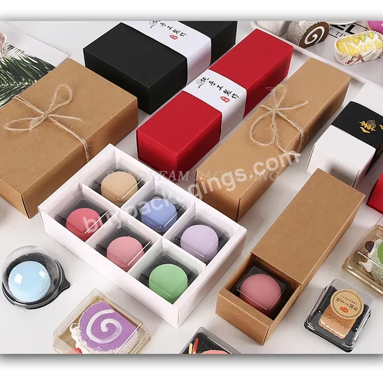 Packed With Cowhide Paper Boxes Mooncake Box Mung Bean Crisp Biscuit Baking Package 2/4/6pcs Drawer Type Box - Buy Paper Packaging Gift Box Designs Cardboard Drawer,Packaging Cardboard Custom Paper Drawer Box,Drawer Box White Sliding Paper Boxes For Gift.