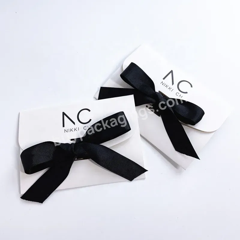 Paper Envelope With Ribbon Handle Wedding Envelopes Luxury Logo Printed Velvet Custom Packaging Gift Envelope