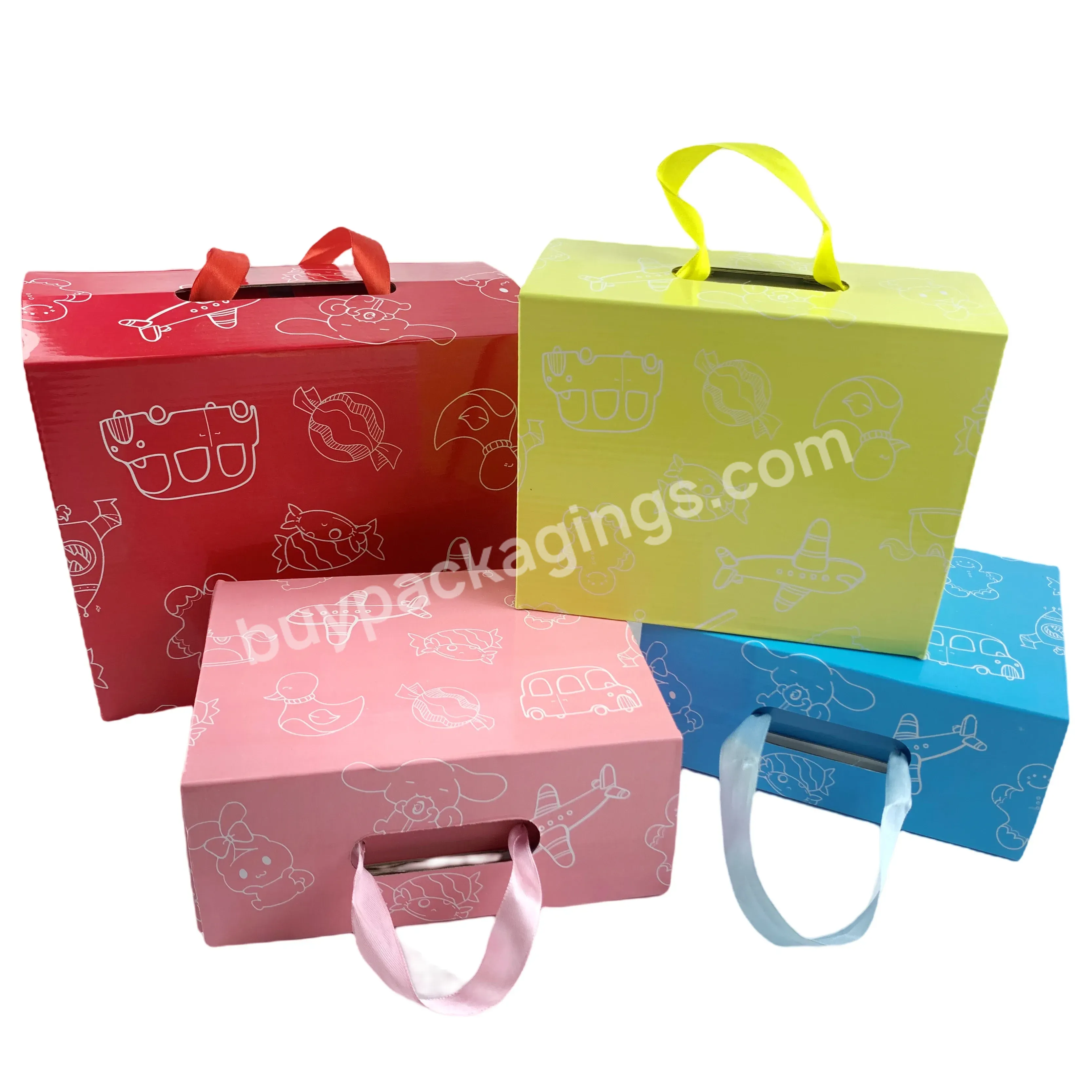 Paper Packaging Corrugated Mailer Custom Logo Handle Gift Packaging Baby Shoe Box