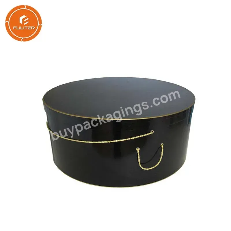 Paperboard Custom Logo Cost-effective Black Large Round Bulk Round Brown Cardboard Travel Hats Packaging Boxes