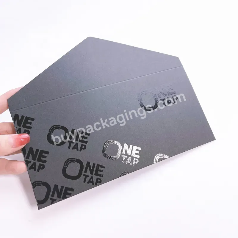 Personalized Black Kraft Envelope Spot Uv Logo Envelope Cash Envelope Wallet