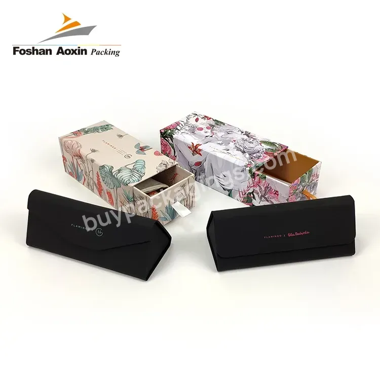 Personalized Custom Eco Friendly Flower Printing Paper Drawer Package Packaging Box For Sunglasses Eye Glasses