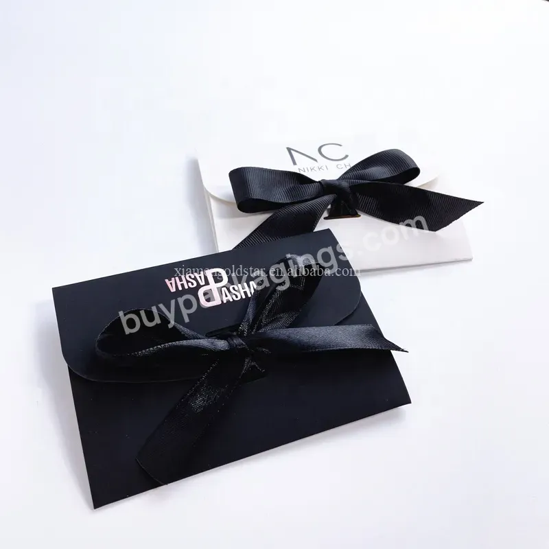 Personalized Logo Rose Gold Foil Ticket Envelopes Gift Paper Envelope With Ribbon