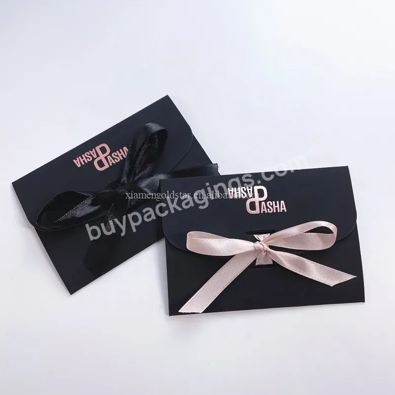 Personalized Logo Rose Gold Foil Ticket Envelopes Gift Paper Envelope With Ribbon
