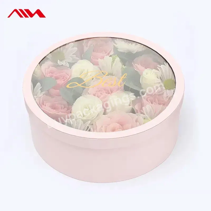 Personalized Velvet Flower Box Round Cardboard Flower Box For Rose Flower Packaging