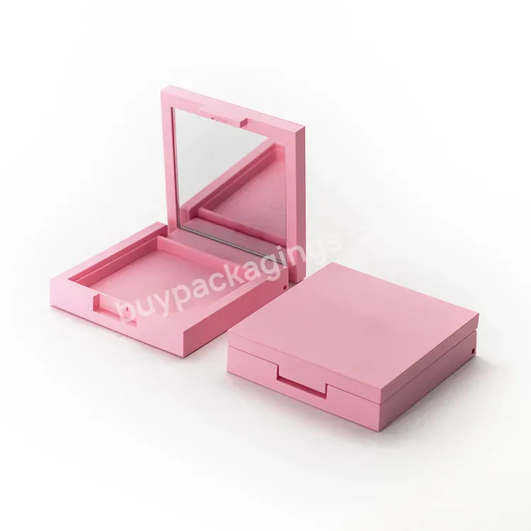 Pink 50g Setting Cosmetic Small With Puff Loose Custom Square Pink Empty Blush Blush Packaging Powder Container With Brush