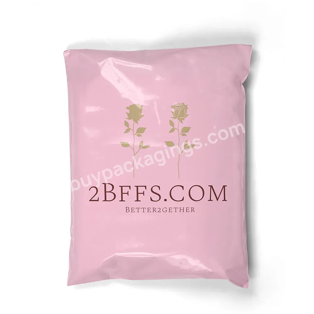 Pink Gold Logo Printed Custom Ldpe Poly Mailers Shipping Courier Bag - Buy Pink Courier Bags,Courier Bag.