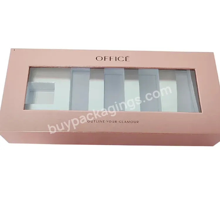 Pink Rectangle Custom Skin Care Products Private Label Cosmetic Personalized Packaging Box With Transparent Lid - Buy Gift Beauty Skincare Packaging Box For Cosmetic,Skin Care Products Cosmetics Paper Packaging Box,Custom Skin Care Box Cosmetic Carton.