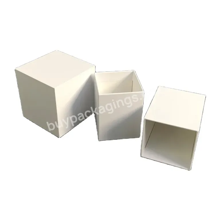 Plain White Based And Lid Box Packaging For Candle Jar