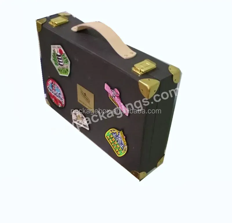 Plastic Bottle Paper Wine Glass Set Storage Box Case Paper Travel Suitcase Packaging Gift Box