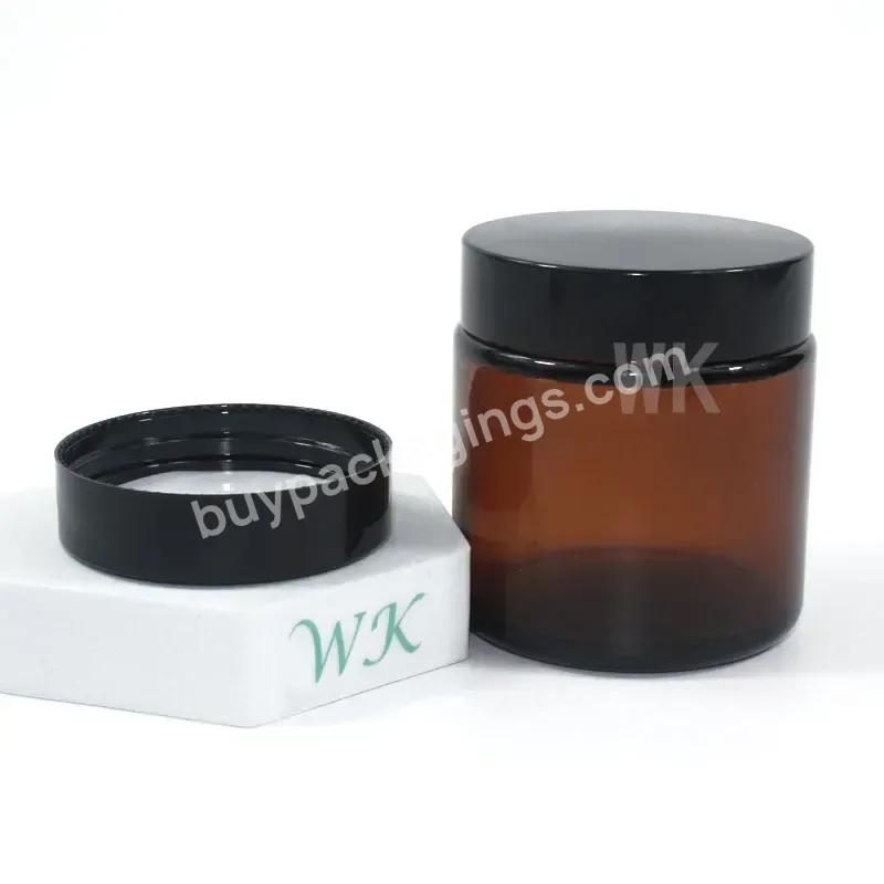Plastic Cap Skincare Body Lotion Cosmetic Packaging 60g 100g Glass Empty Container Amber Cream Jars With Lid - Buy Cosmetic Creams Packaging,Lotion Cream Jar,Free Sample Glass Jar Containers Bamboo Cream Jar.