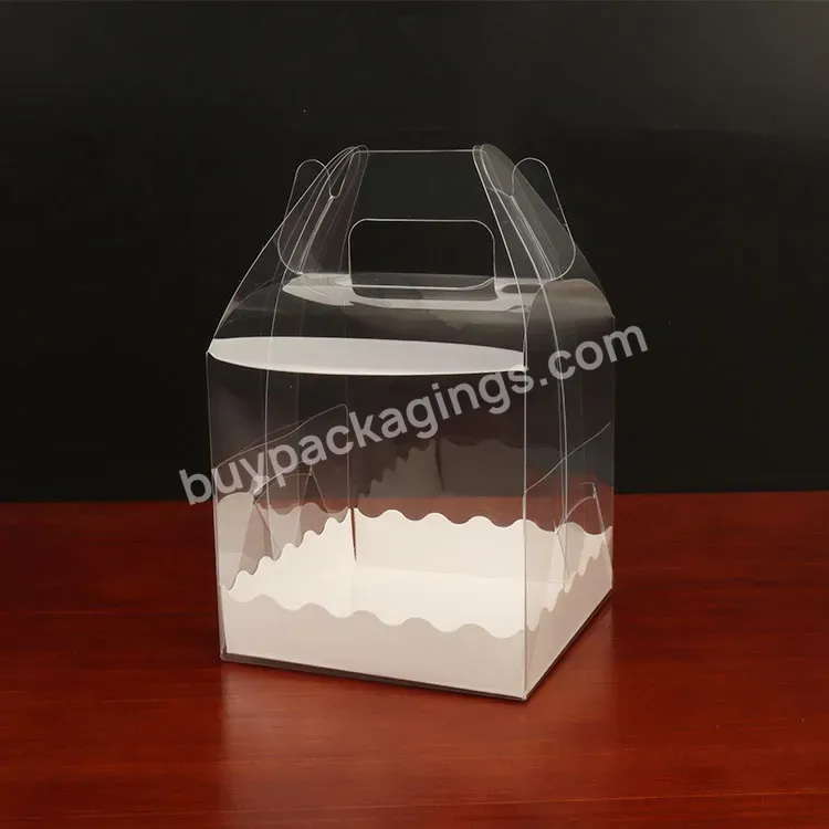 Plastic Clear Pet Food Packaging Box Handle No Glue Foldable Small Transparent Cake Box