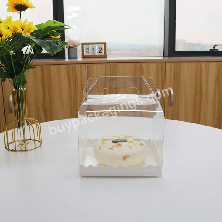 Plastic Clear Pet Food Packaging Box Handle No Glue Foldable Small Transparent Cake Box