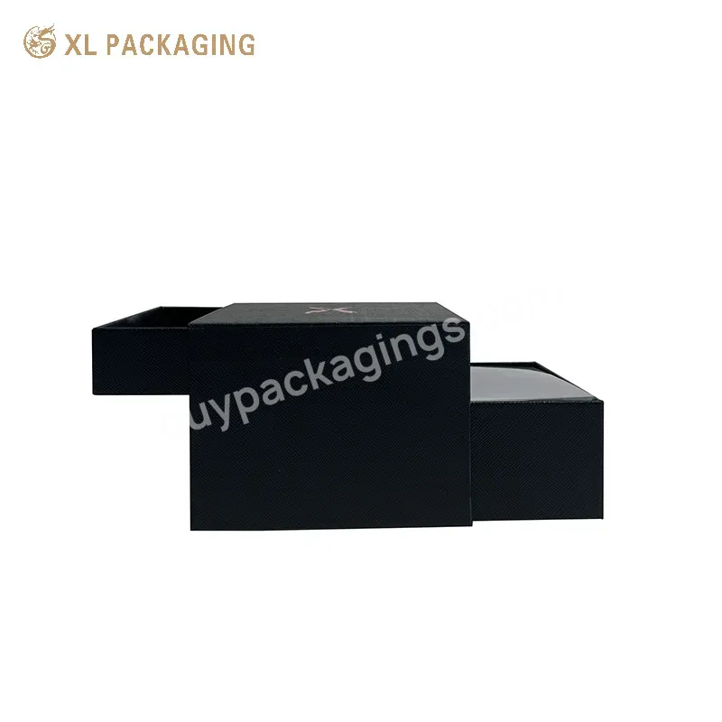 Popular Black Double Drawer Paper Box Cosmetics Jewelry Packaging Sliding Drawer Box With Custom Logo - Buy Sliding Box Package,Paper Box Gift Box Packaging Box,Paper Bags And Box For Clothing Jewelry Packaging.