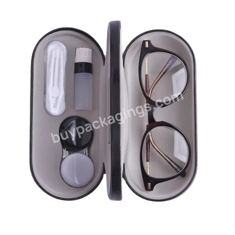 Portable Double Sided Portable Contact Lens Case Kit And Glasses Case Travel Case With Built-in Mirror