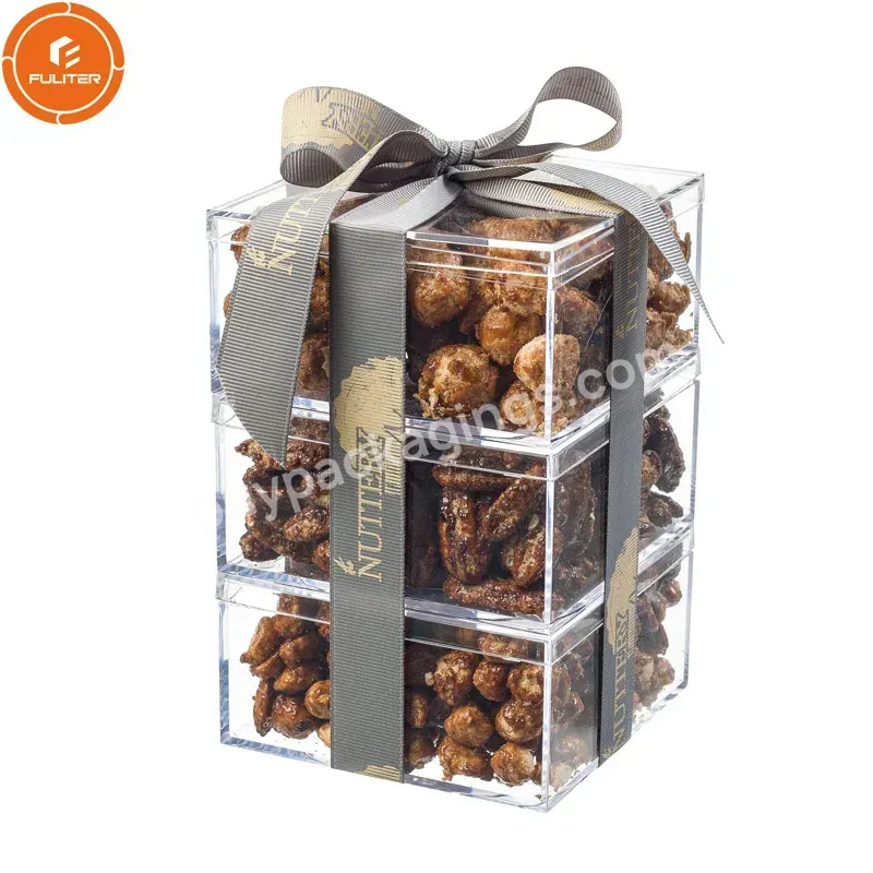 Premium Packaging Chocolate And Nuts Gift Tower-3 Part Clear Acrylic Nut Box