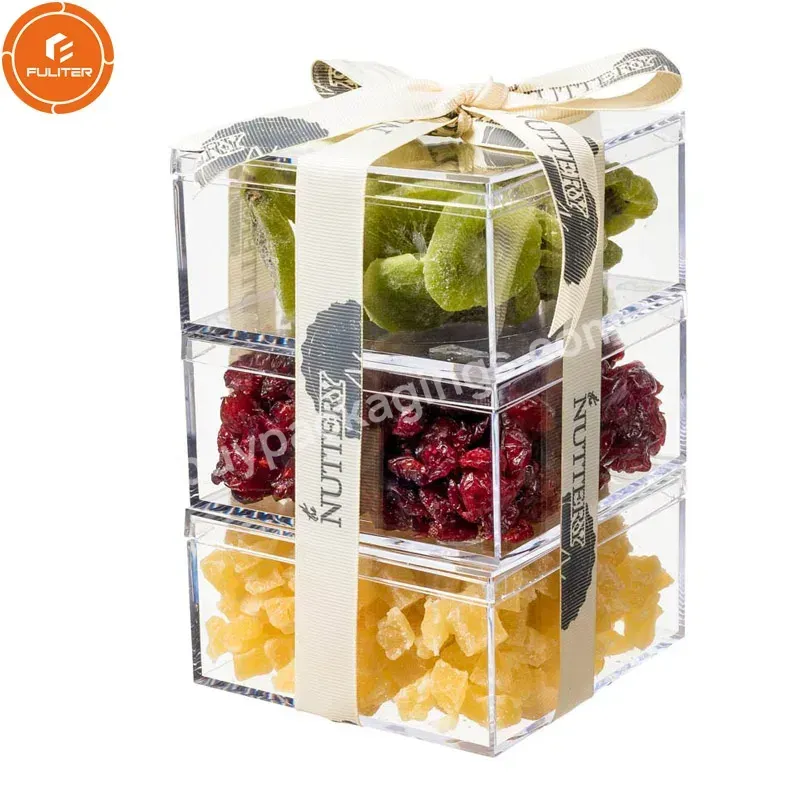 Premium Packaging Chocolate And Nuts Gift Tower-3 Part Clear Acrylic Nut Box