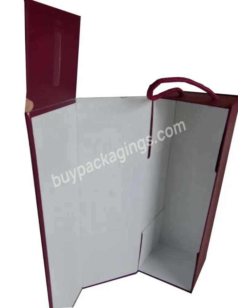Premium Single Bottle Wine Packaging Box Custom Printed Paper Wine Carry Box With Cotton Rope Customized Luxury Wine Box