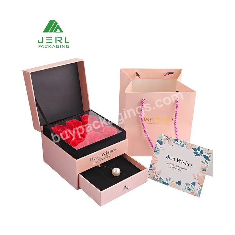 Preserved Rose Wedding Jewelry Box Luxury Flower Packing Boxes Roses