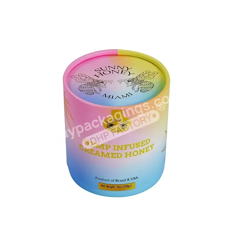 Private Label Gift Boxes Custom Gold Foil Logo Paper Insert Inside Honey Jar Glass Round Packaging