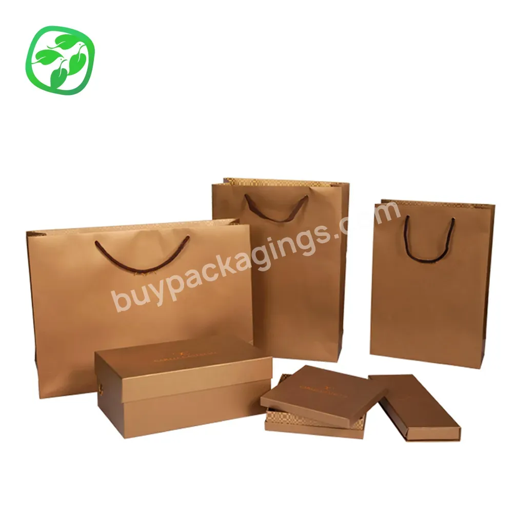 Producer Wholesale Recyclable Customized Golden Foil Bag Packing Paper Bag For Shoes,Customized Paper Carrying Bag