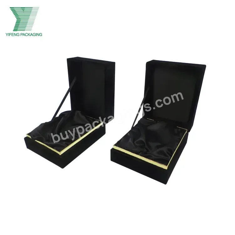 Professional Custom Printing Paper Box Design Luxury Clamshell Packaging Empty Gift Black Perfume Box With Satin Cloth
