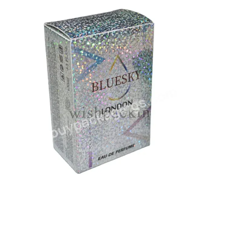 Promotional Glossy Multi Color Laser Silver Cardboard 30ml Bottle Packaging Women Fragrance Oil Cosmetic Box For Perfume