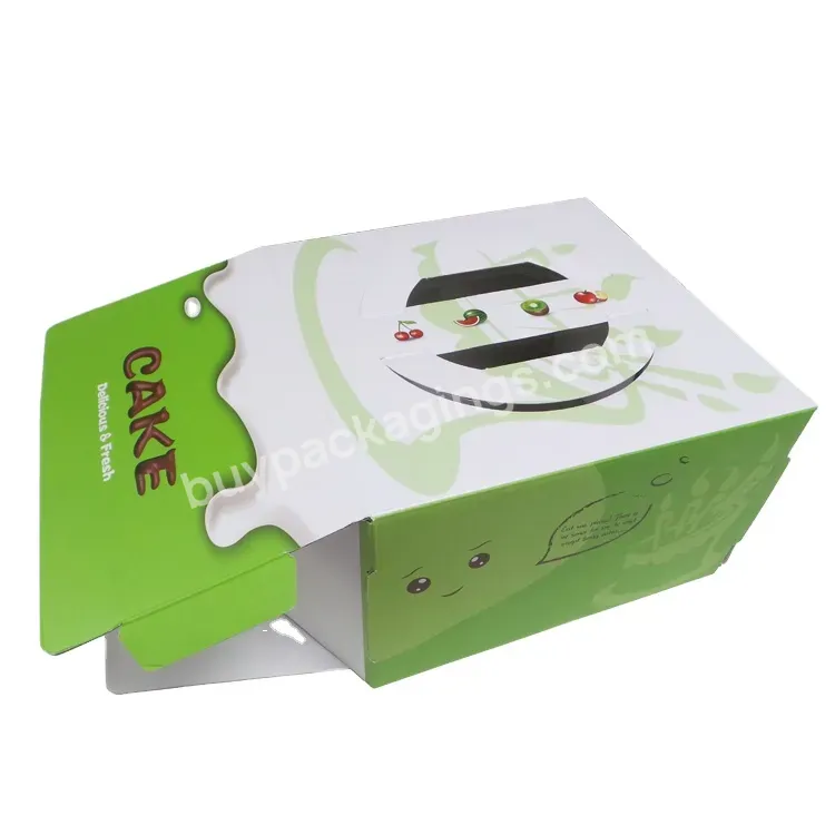 Promotional Oem Side Open Full Color Customer Design Printing Folding Cake Take Out Packaging Paper Box With Handle