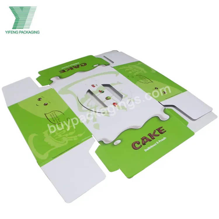 Promotional Oem Side Open Full Color Customer Design Printing Folding Cake Take Out Packaging Paper Box With Handle