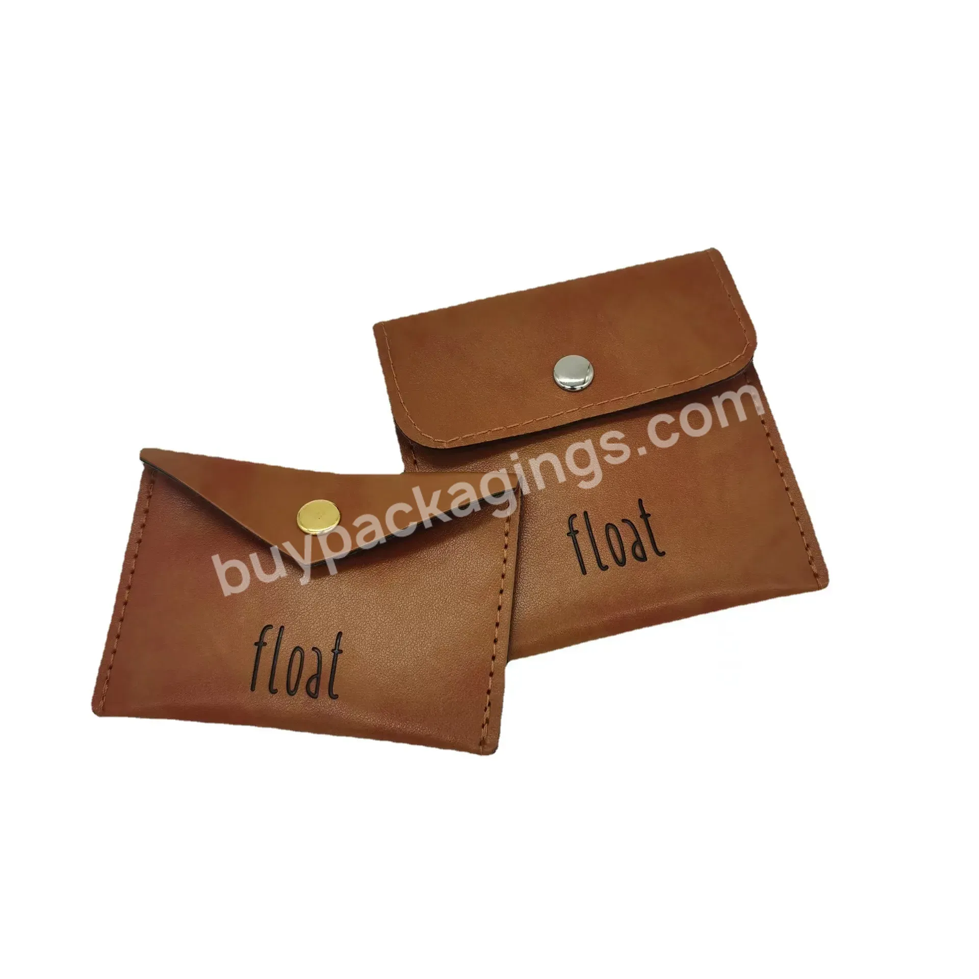 Pu Jewelry Bag Mini Leather Jewelry Gift Bag Custom Pu Leather Envelope Pouch With Button