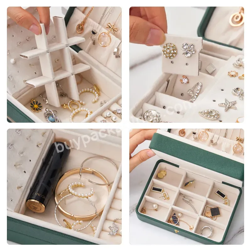 Pu Leather Multi-function Jewelry Storage White Box Creative Three-layer Jewelry Box Earring Necklace Jewelry Storage Box - Buy Mini Jewelry Gift Box Bangle Bracelet Pendant Earring Ring Necklace Pu Leather Custom Jewelry Boxes Packaging Box Set With