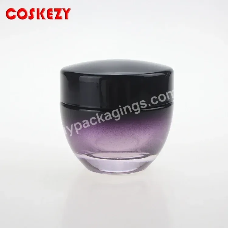 Purple Empty Cosmetic Cream Glass Skincare Container Design Glass Bottle Packaging 50ml Glass Jar For Face Cream - Buy 50ml Cosmetic Glass Jar,Cream Glass Jars,Comestic Jar 50g.