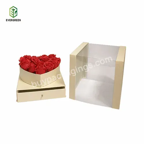 Pvc Window Heart Shaped Display Drawer Cajas Para Flores Square Flower Gift Box Cajas De Regalo