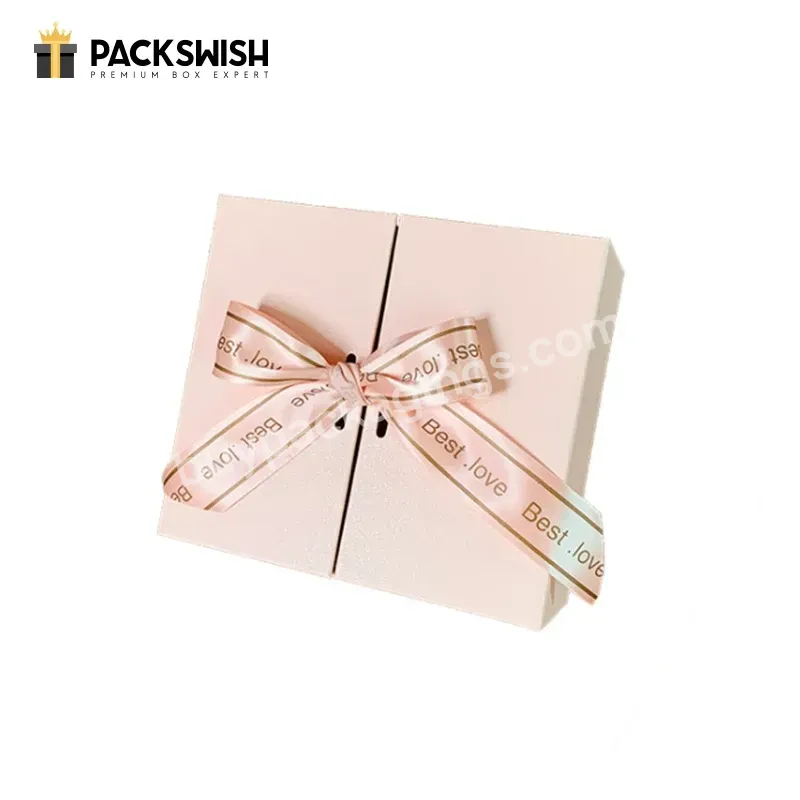 Ready Stock Low Moq Luxury Magnet Wedding Gift Packaging Double Open Pink Square Gift Box With Ribbon - Buy Wedding Gift Packaging,Pink Gift Box,Luxury Gift Box.