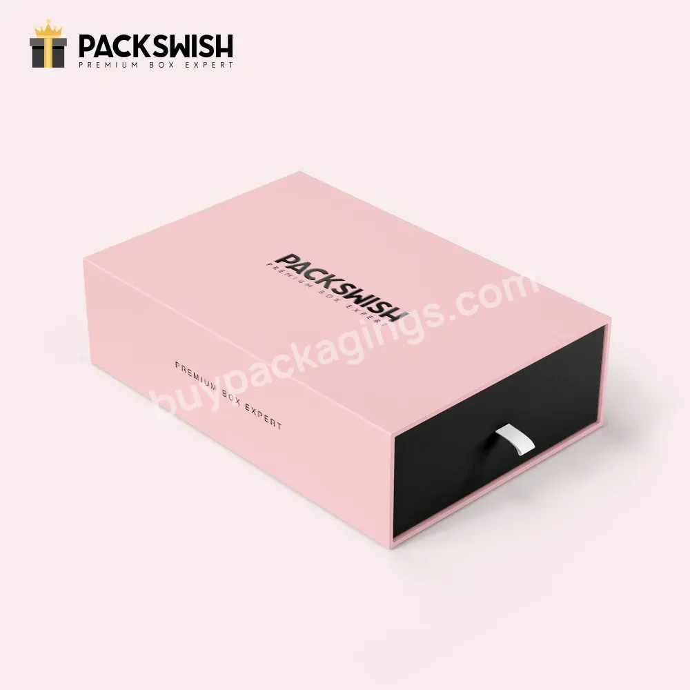 Ready Stock Towel Packing Drawer Gift Box Wig Hair Clothing Sliding Packaging Luxury Pink Wig Packaging Box For Hair Extensions