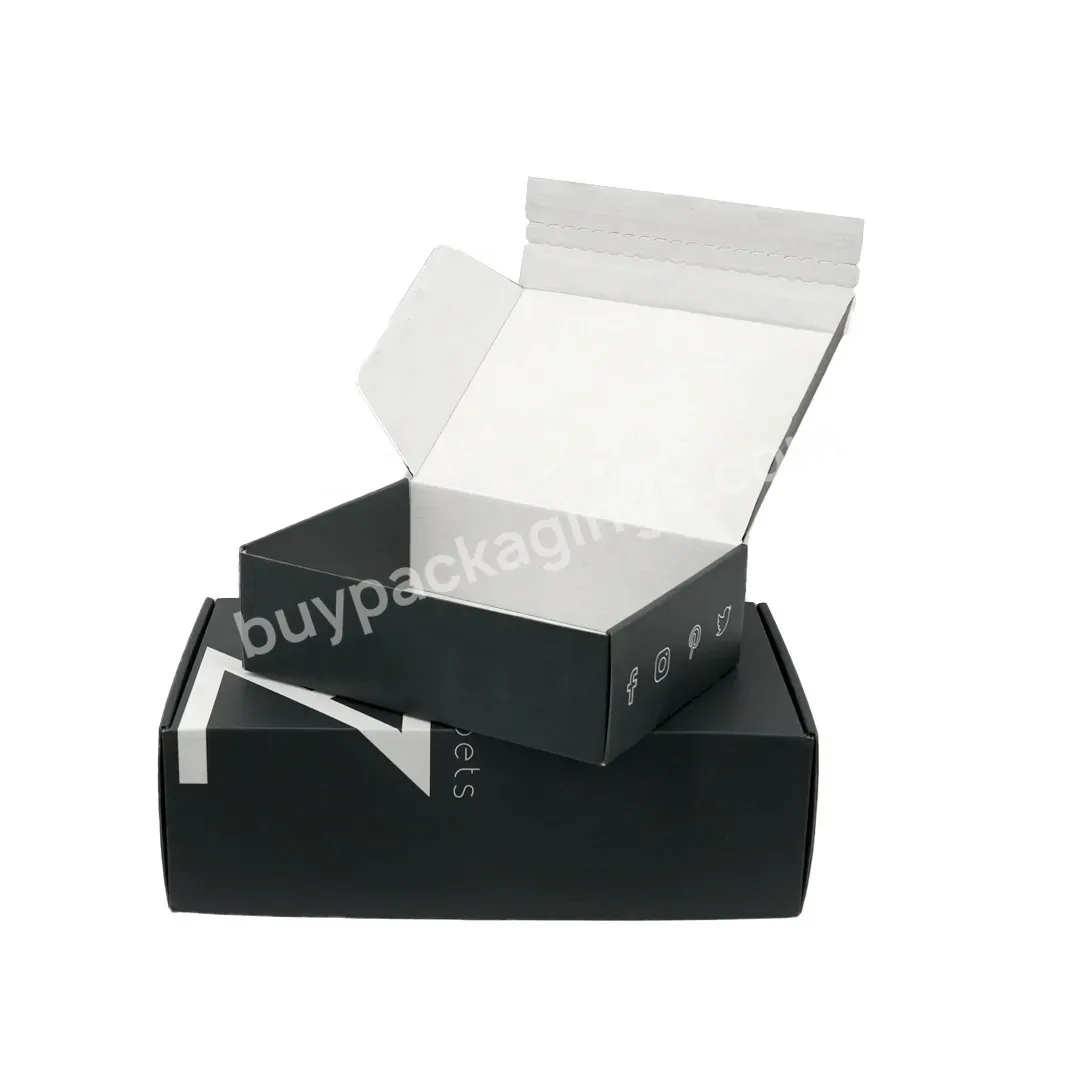 Recyclable Black Brown Kraft Paper Tear Strip Zipper Corrugated Packaging Shipping Mailer Box With Custom Logo