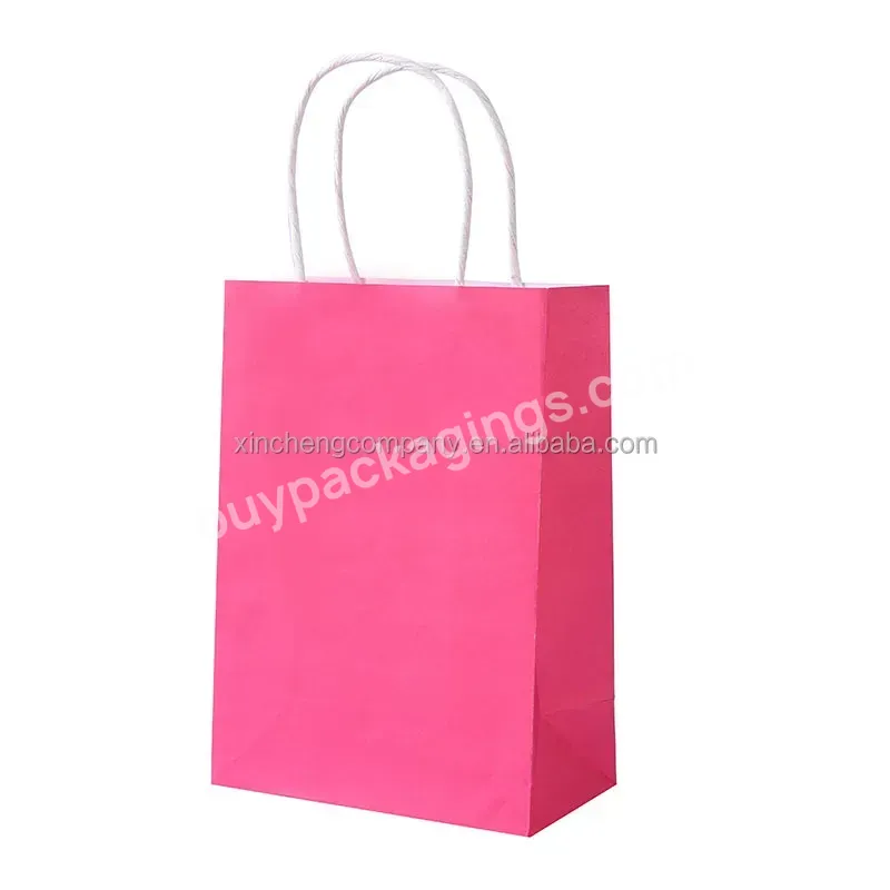 Recyclable Eco-friendly Reinforced Handle Craft Paper Bags,Custom Printed Logo Solid Durable Bottom Brown Kraft Paper Bag