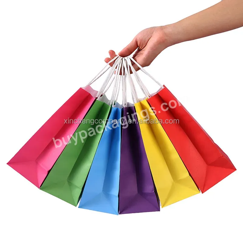 Recyclable Kraft Paper Bag With Own Logo Custom Shopping Paper Bag For Food With Handle Take Away Bag - Buy Kraft Paper Bag,Paper Shopping Bag,Take Away Paper Bag.