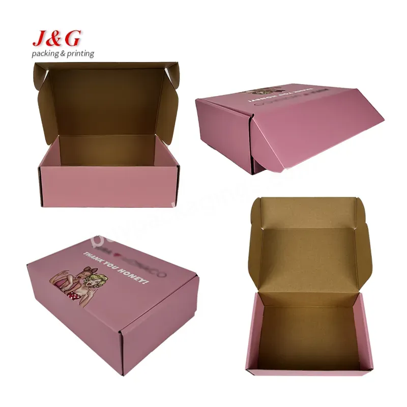 Recycled Corrugated Board Paper Packaging Gift Pink Black Large Customized Foldable Mailer Shipping Boxes With Design Logo