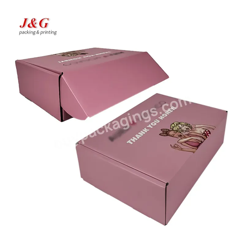 Recycled Corrugated Board Paper Packaging Gift Pink Black Large Customized Foldable Mailer Shipping Boxes With Design Logo