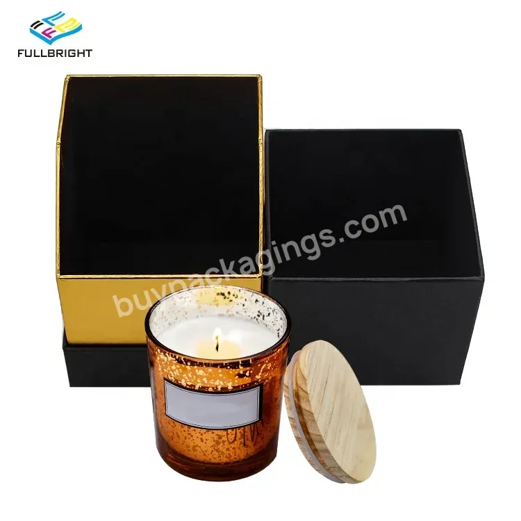 Recycled Eco Friendly Empty Jars Cardboard Rigid Paper Gift Boxes Black Custom Logo Packaging Luxury Candle Box