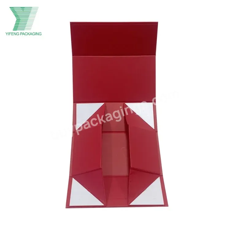 Red Custom Logo Foldable Magnetic Premium Luxury Recyclable Rigid Cardboard Paper Packaging Clothing Box Flip Top Gift Boxes