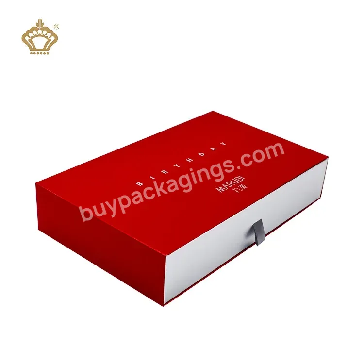 Red Custom Logo Luxury Cardboard Gift Packaging Skin Care Sets Box Cosmetic Packaging Drawer Box With Plastic Tray