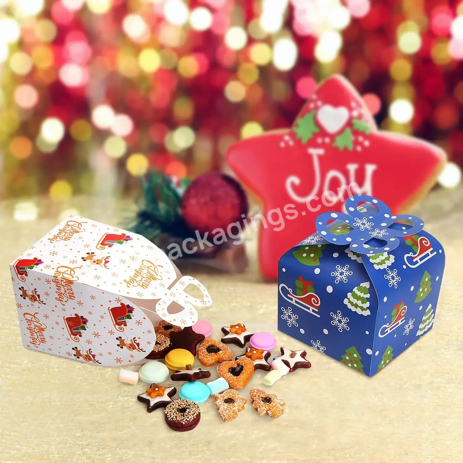Reusable Christmas Kraft Cardboard Treat Boxes Eco-friendly Treats Cupcakes Cookies Candy Donuts Paper Packaging Box