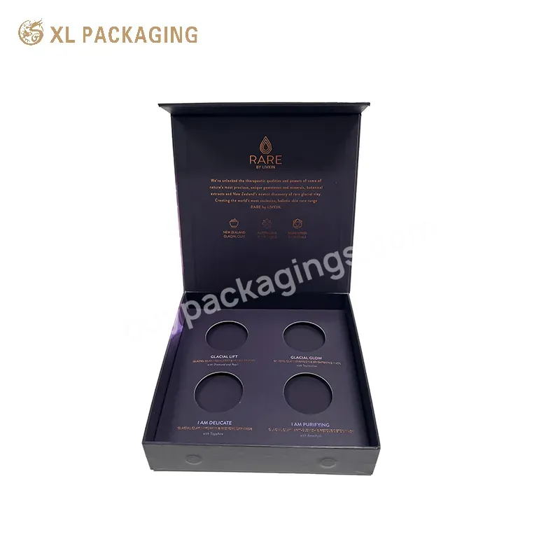 Rigid Cosmetic Skincare Makeup Gift Box Make Up Magnetic Box Foil Magnet Cosmetic Box Print Gold With Paper Insert Custom Xl