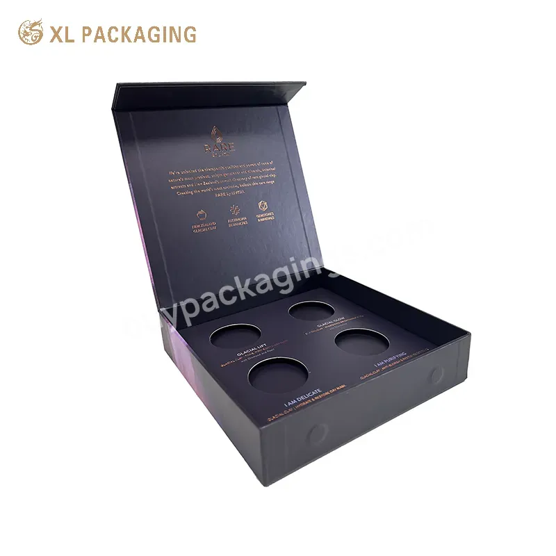 Rigid Cosmetic Skincare Makeup Gift Box Make Up Magnetic Box Foil Magnet Cosmetic Box Print Gold With Paper Insert Custom Xl