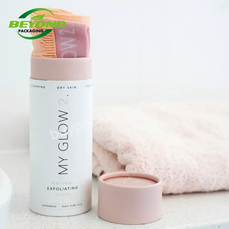 Round Pink Customized Canister Paper Tube Eco-friendly Cylinder Tube For Scarf Clothing Bath Towel Babysocks Packaging For Gifts