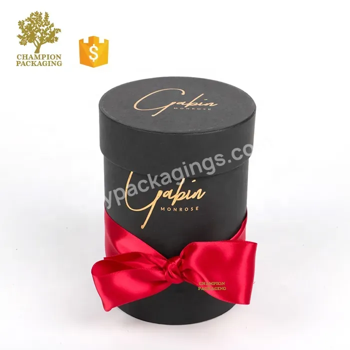 Round Rose Gift Packaging Boxes Flower Wholesale Flower Boxes Luxury Black Gift Packaging Basket Boxes With Clear Window
